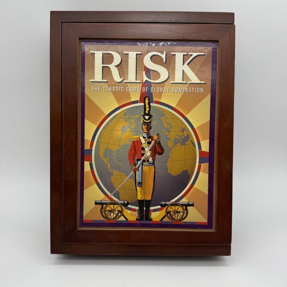 RISK Vintage Game Collection Bookshelf Box Wooden Case Parker Brothers NOB READ
